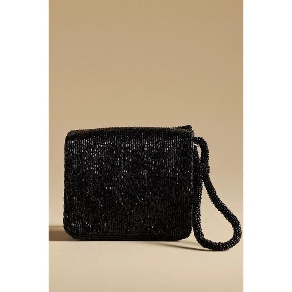 By Anthropologie Beaded Wristlet Black Bow Detail - Picture 5 of 5